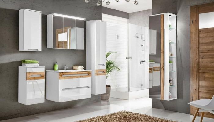 Meuble de salle de bain design 5 pièces. Ensemble Déco Armoire Lavabo