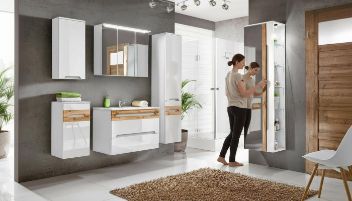 Meuble de salle de bain Design Salle de bain 6 pièces Ensemble Décoratif Armoire Lavabo