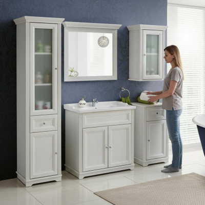Meuble de salle de bain design Salle de bain 5 pièces Ensemble de décoration Armoire Lavabo