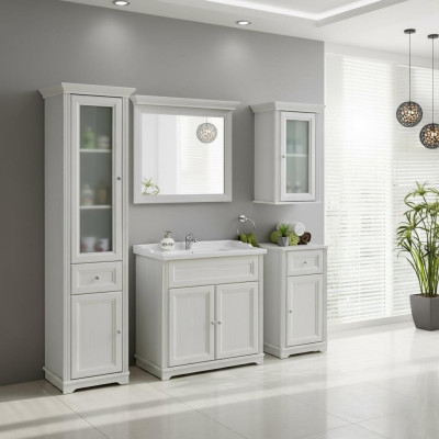 Meuble de salle de bain design Salle de bain 5 pièces Ensemble de décoration Armoire Lavabo