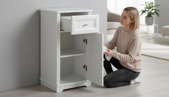 Meuble de Salle de Bain Blanc Armoire de Base Meuble Suspendu Armoire de Salle de Bain 81cm Nouvelle Salle de Bain