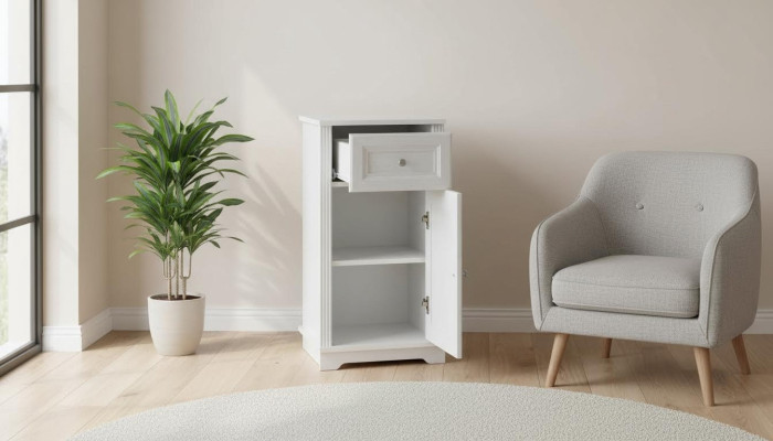 Meuble de Salle de Bain Blanc Armoire de Base Meuble Suspendu Armoire de Salle de Bain 81cm Nouvelle Salle de Bain
