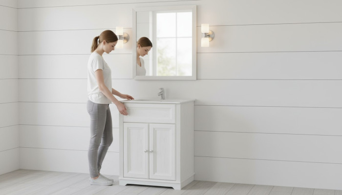 Meubles de salle de bain de style antique armoire de base de lavabo salle de bain de maison de campagne de 60cm