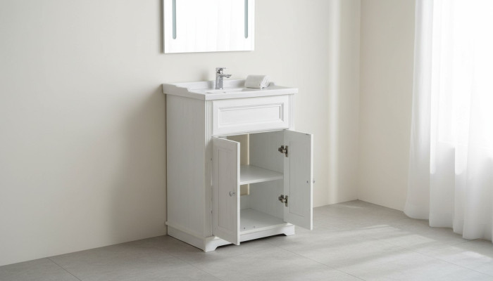 Meuble de salle de bain de style antique, lavabo de salle de bain de maison de campagne de 60 cm de largeur.