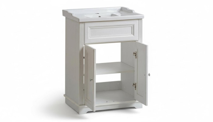 Meuble de salle de bain de style antique, lavabo de salle de bain de maison de campagne de 60 cm de largeur.