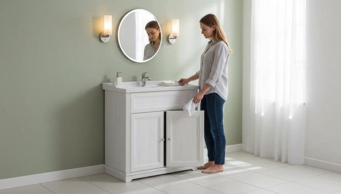 Meubles de salle de bain de style antique avec meuble bas de lavabo pour salle de bain de maison de campagne