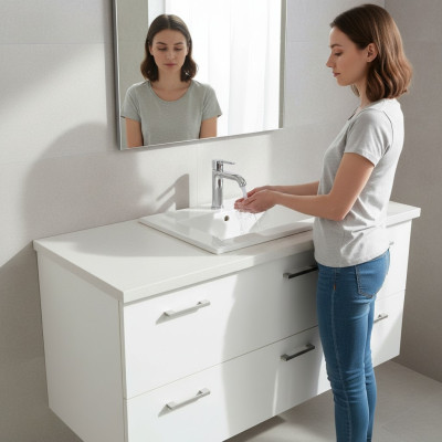 Lavabo encastrable Lavabo 60 x 46 cm Blanc Lavabo de salle de bain