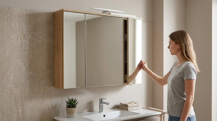 Armoire à miroir Armoire murale Armoire de salle de bain Décoration avec miroir 80 cm LED