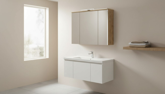 Armoire à miroir Armoire murale Armoire de salle de bain Décoration avec miroir 80 cm LED