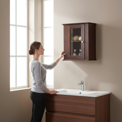 Pharmacies Salle de bain Meubles de salle de bain Étagère Armoire Braun Armoires Bois
