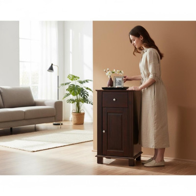 Étagère de meuble de salle de bain Armoire Meubles bruns Armoires en bois 46x36x83cm Étagères