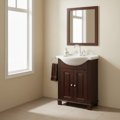 Meuble-lavabo de qualité supérieure en brun, 65cm.