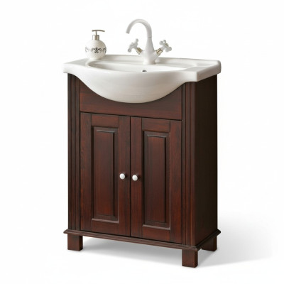 Meuble-lavabo de qualité supérieure en brun, 65cm.