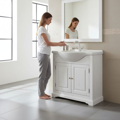 Lavabo de maison de campagne de qualité luxueuse lavabo bassin avec meuble sous-vasque 85x35x81