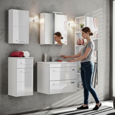 Mobilier de salle de bain design Décoration de salle de bain Ensemble de 5 pièces Garde-robe Lavabo