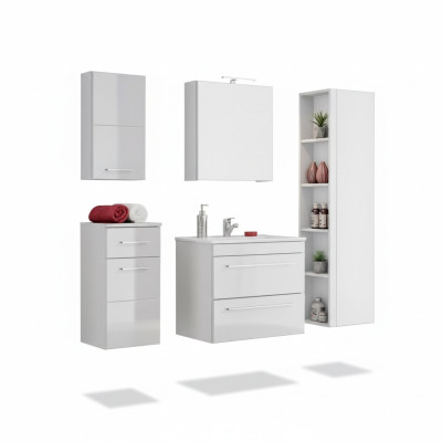 Mobilier de salle de bain design Décoration de salle de bain Ensemble de 5 pièces Garde-robe Lavabo
