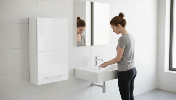 Salle de bain Meubles de salle de bain Étagère Armoire Armoires blanches Pharmacies Bois