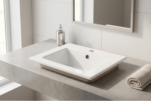 Évier en céramique Lavabo Comptoir de lavabo Lavabo Blanc encastré