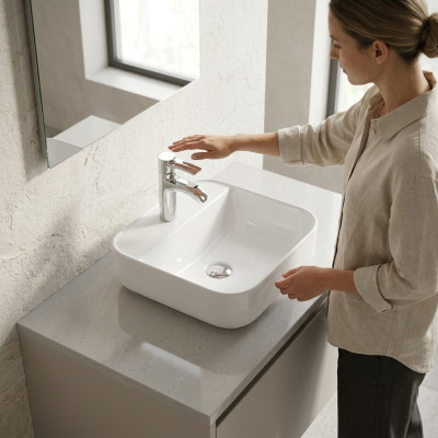 Céramique Lavabo Lavabo Lavabo Lavabovasque encastrable Blanc Lavabo