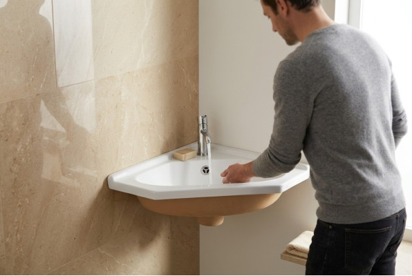 Lavabo d'angle Lavabo en céramique Lavabo Vasque pour comptoir de lavabo