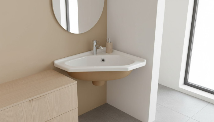Lavabo d'angle Lavabo en céramique Lavabo Vasque pour comptoir de lavabo