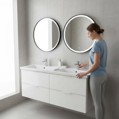 Double vasque en céramique Lavabo Comptoir de lavabo Lavabo sur plan de travail