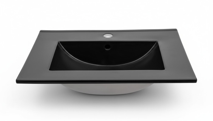 Lavabo en céramique Lavabo encastré Noir Lavabo en céramique