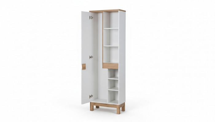 Armoire haute de salle de bain Armoire Cabinet Penderie Rangement Décoratif Salle de bain blanche Salle de bain