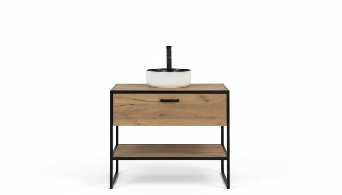 Ensemble de meubles de salle de bain 90cm Meuble sous lavabo Loft Tiroir pour lavabo