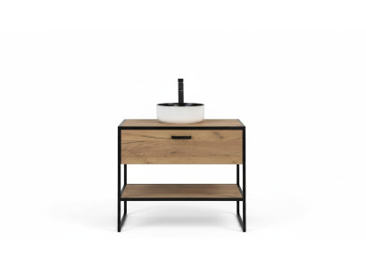 Ensemble de meubles de salle de bain 90cm Meuble sous lavabo Loft Tiroir pour lavabo