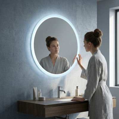 Miroir rond Miroir de salle de bain à LED Miroir de salle de bain avec éclairage Miroir de salle de bain.