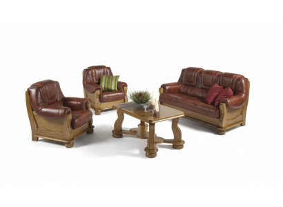 Ensemble de canapés Classic Suite 3 places + 2 places + 1 place Canapé en cuir 100% Sofa Upholstery