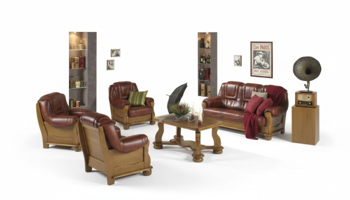 Classique Suite 3+2+2 Sofa Rembourré Ensemble de canapés Canapé Canapé Canapé en cuir 100%