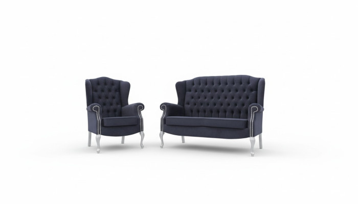 Canapé classique Chesterfield assorti 3+2+1 places en velours rembourré nouveau