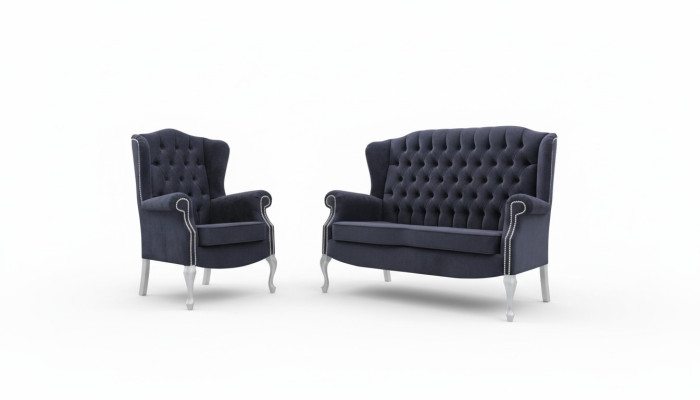 Set de canapé 3+2+2 places en velours rembourré de style Chesterfield classique