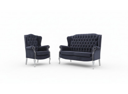 Set de canapé 3+2+2 places en velours rembourré de style Chesterfield classique
