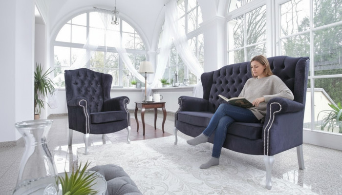 Canapé trois places classique Chesterfield en velours sourceMappinggetParentCall