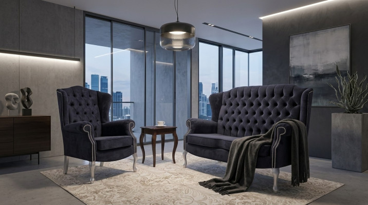 Canapé trois places classique Chesterfield en velours sourceMappinggetParentCall