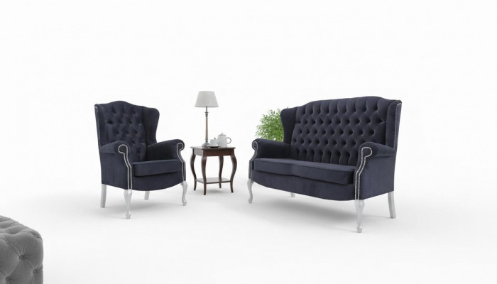 Canapé Chesterfield classique à deux places en velours capitonné