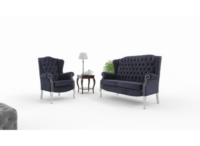 Canapé Chesterfield classique à deux places en velours capitonné