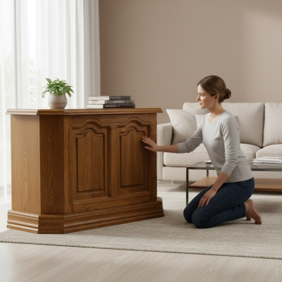 Console table en bois brun tiroir et étagère Table d'appoint Buffet