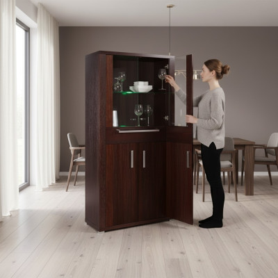 Vitrine Armoire Commode Étagère en verre Vitrines Étagères Bois Armoires Bar