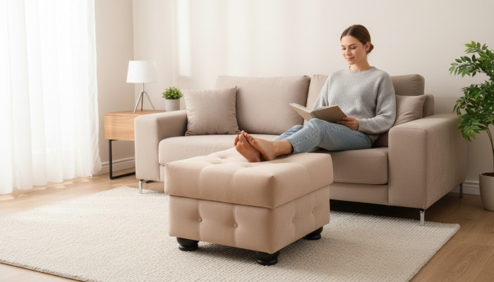 XXL Repose-pieds Club Lounge Tabouret Ottoman en textile Design Pufa Ottoman nouveau