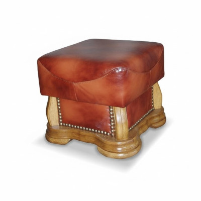 XXL Repose-pieds Club Lounge Tabouret en cuir Textile Décor Ottoman Designer Pufa