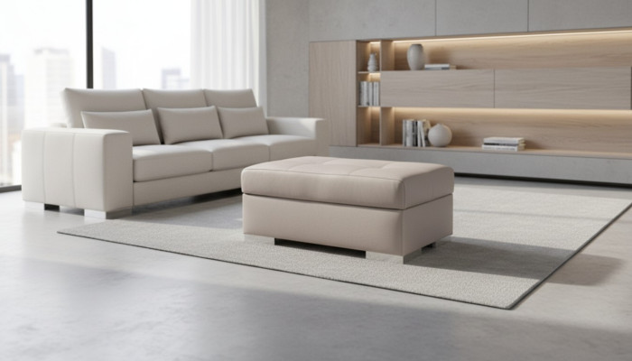 XXL Repose-pieds Club Lounge Décor Tabouret Cuir Textile Ottoman Designer Pufa