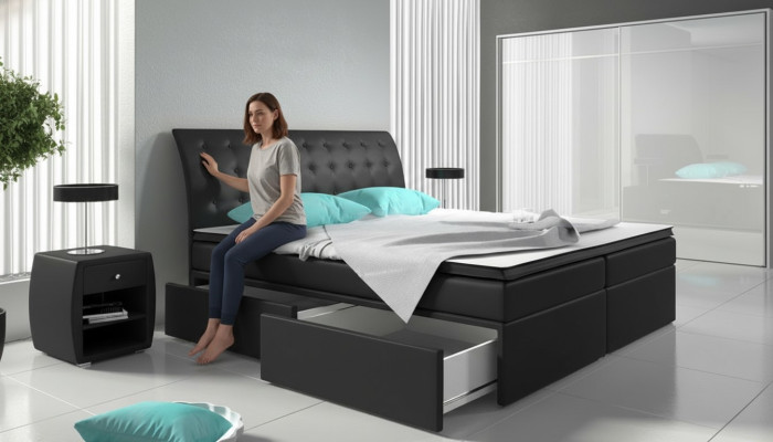 Boxspringbett Betten Bett Polsterung Kunstleder Designer Hotel Doppel Luxus Design