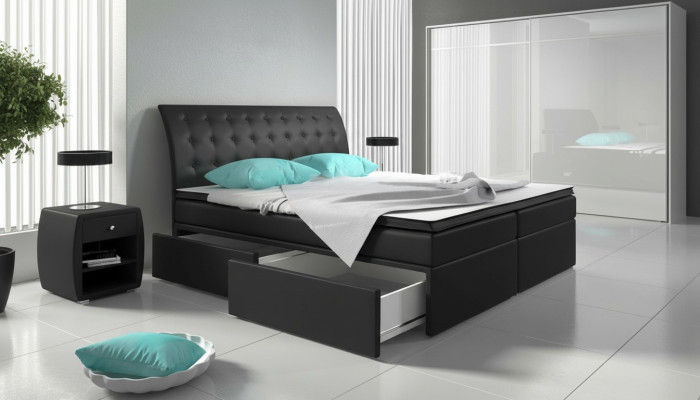 Boxspringbett Betten Bett Polsterung Kunstleder Designer Hotel Doppel Luxus Design