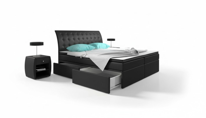 Boxspringbett Betten Bett Polsterung Kunstleder Designer Hotel Doppel Luxus Design