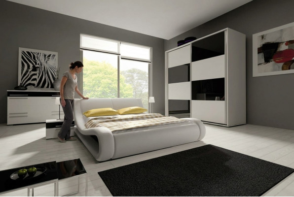 Ensemble complet de chambre à coucher design Armoire Lit Commode Table de chevet Moderne