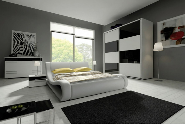 Ensemble complet de chambre à coucher design Armoire Lit Commode Table de chevet Moderne